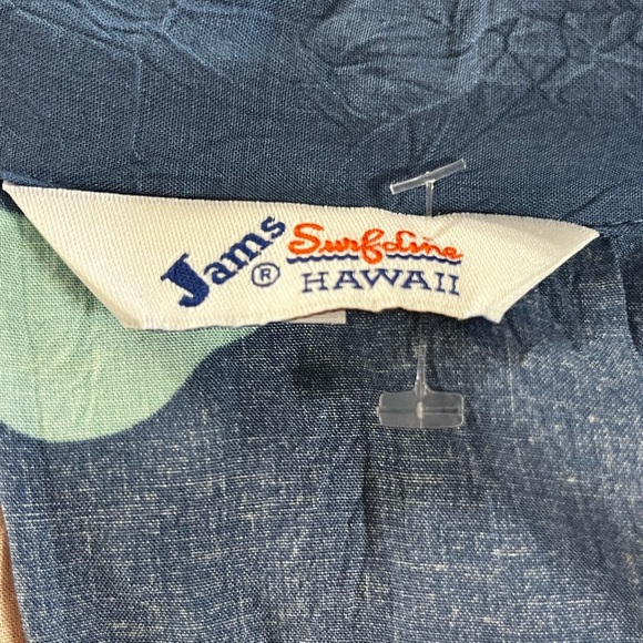 Jams World Surf Line Hawaii Tradewinds Retro Blue 100% Rayon Dress Large - Picture 7 of 10
